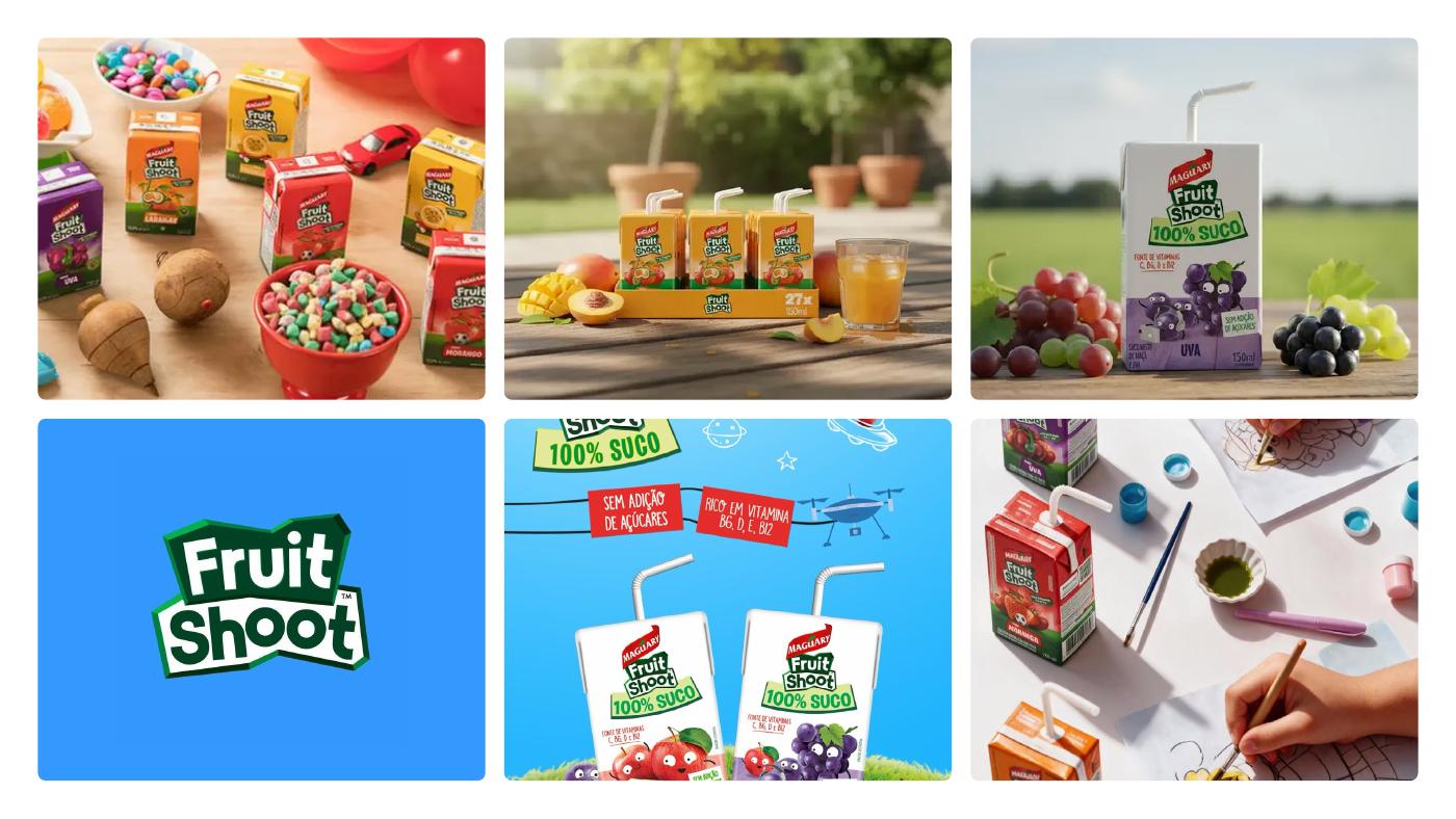 Embalagens e comunicação da marca Maguary Fruit Shoot